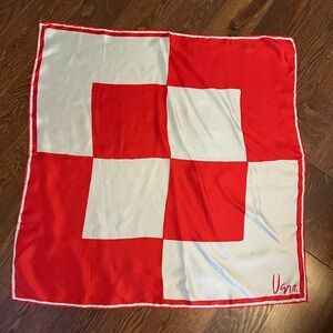 Vintage Vera Red and White Square Pattern Scarf